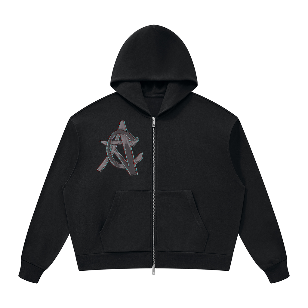 Unisex Drop Shoulder Full Zip Hoodie