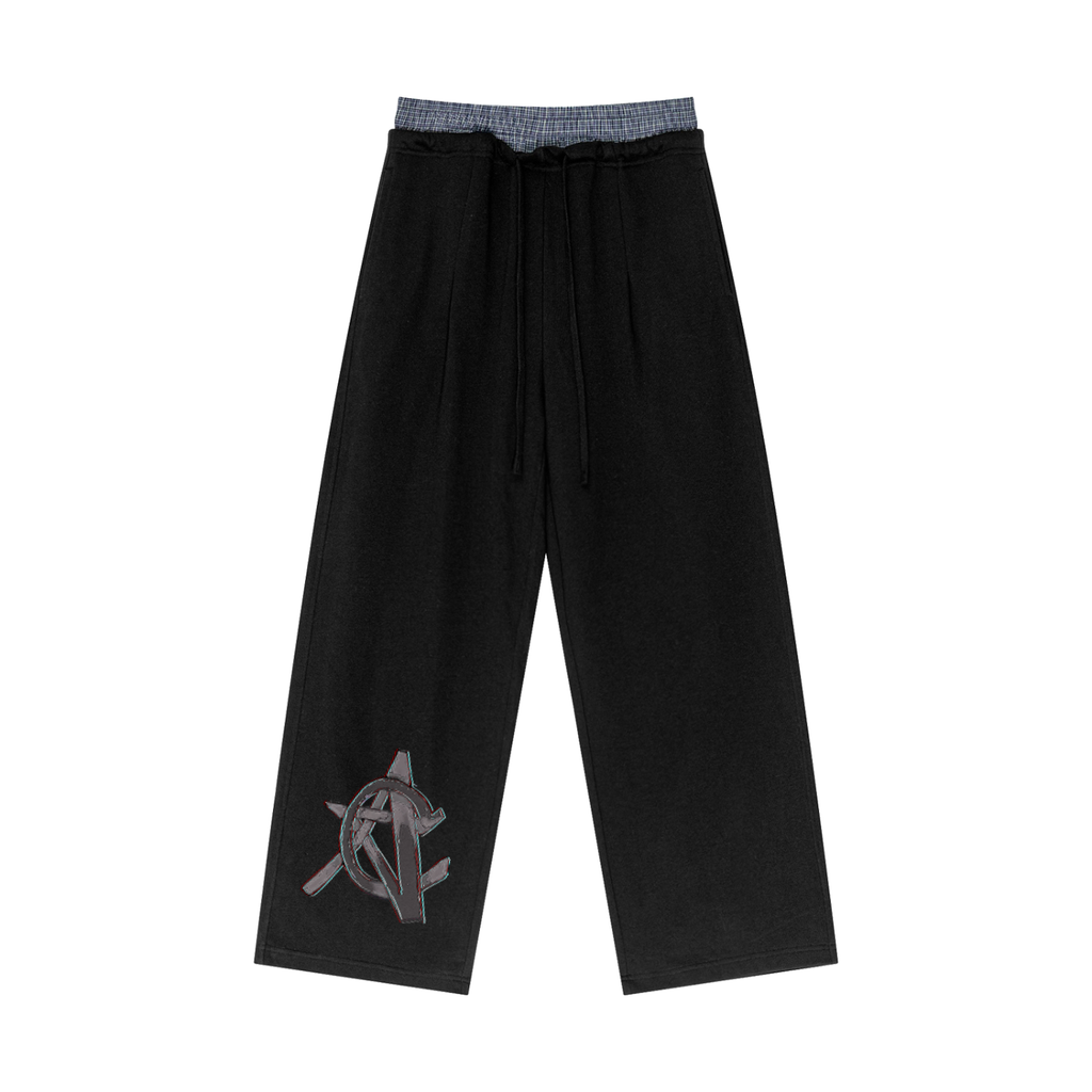 Plaid Contrast Waist Pants