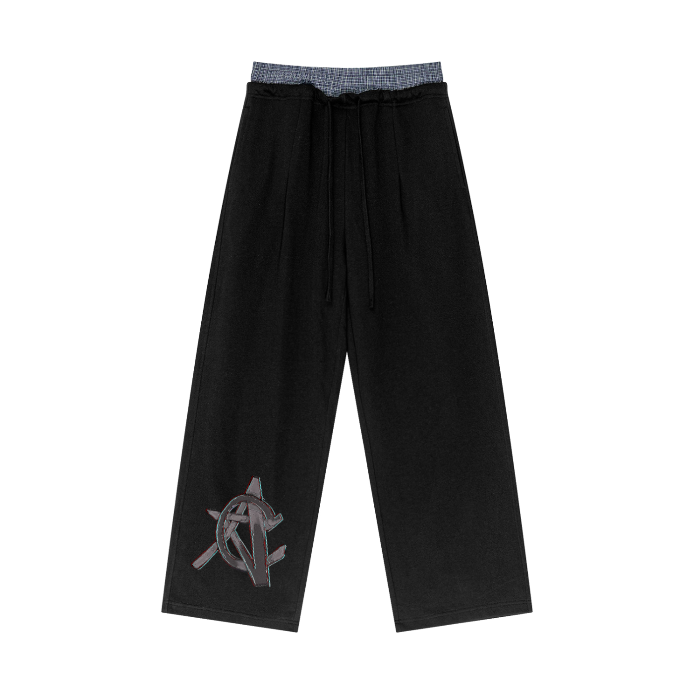 Plaid Contrast Waist Pants