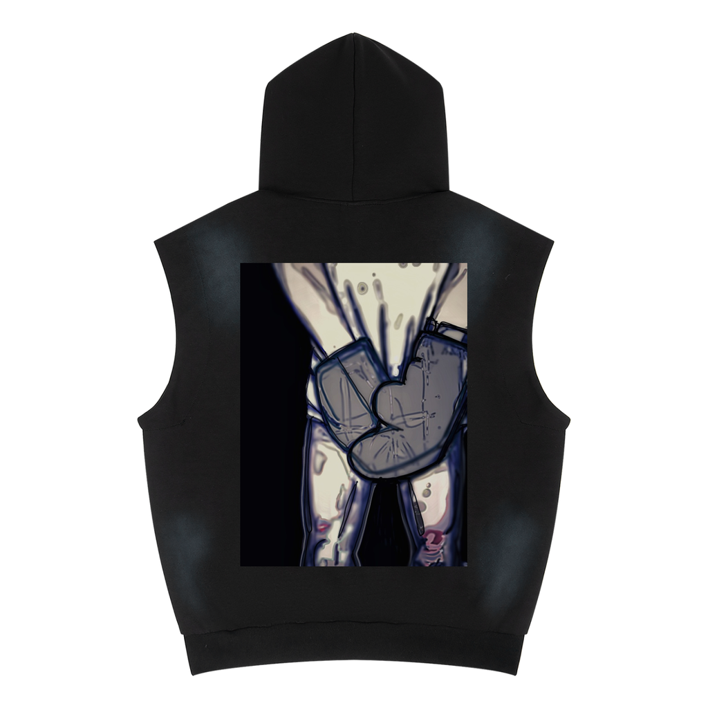 Unisex Vintage Wash Sun Fade Sleeveless Hoodie