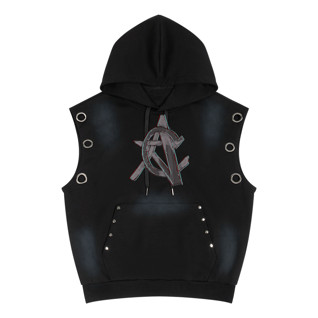 Unisex Vintage Wash Sun Fade Sleeveless Hoodie