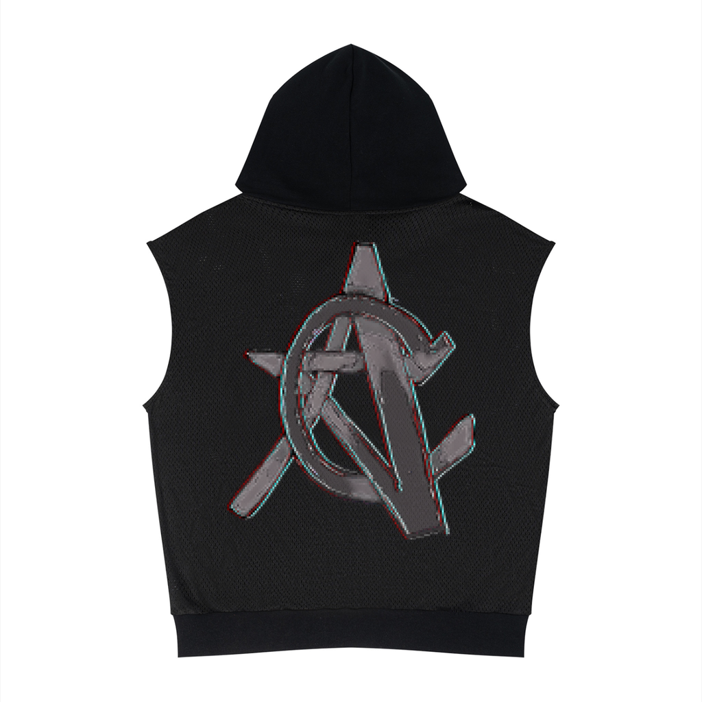 Unisex Panel Mesh Sleeveless Hoodie