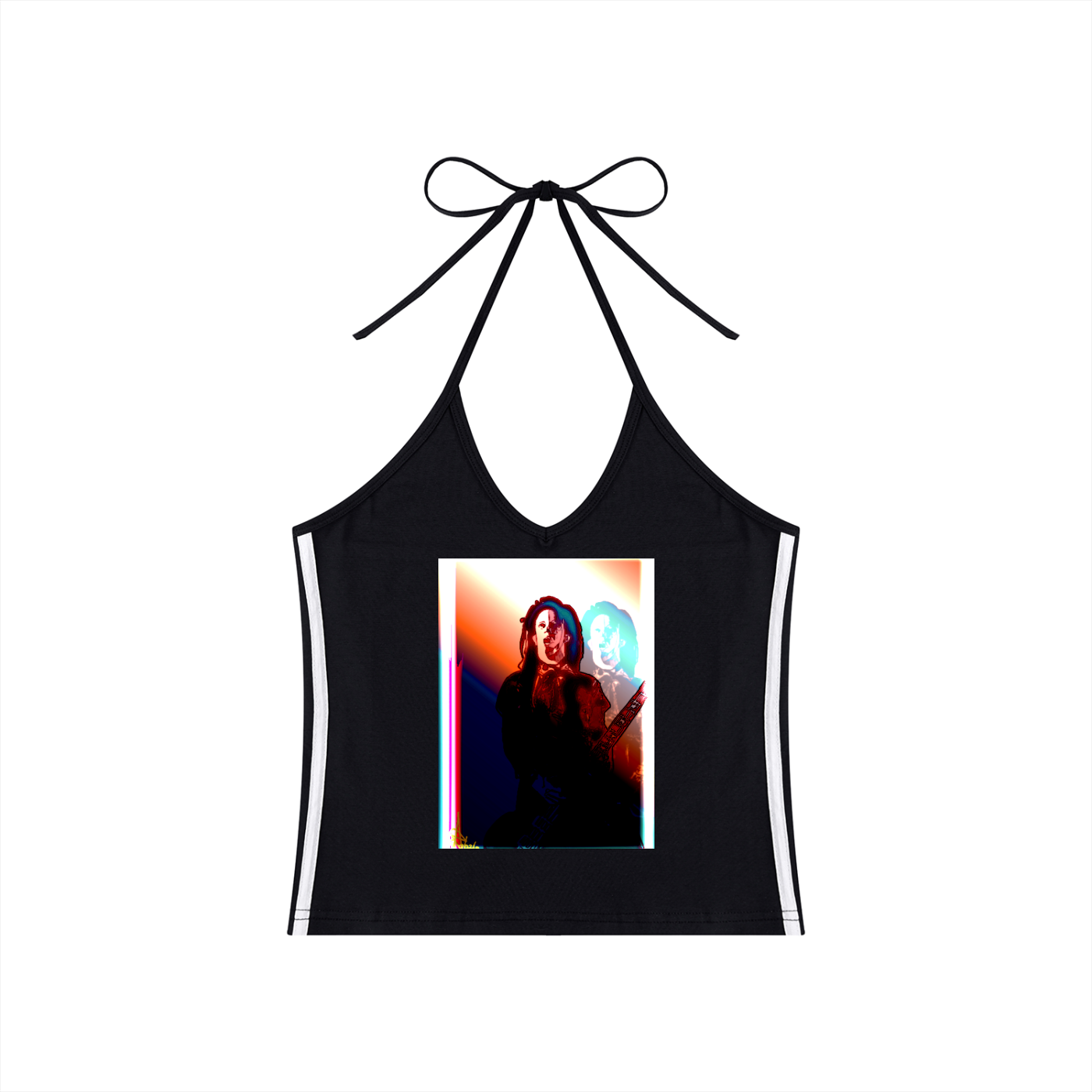 Women's Color Block Halter Crop Tank Top