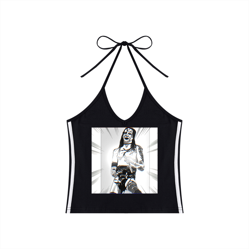 Women's Color Block Halter Crop Tank Top