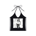 Women's Color Block Halter Crop Tank Top