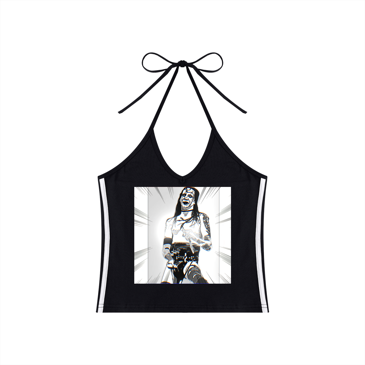 Women's Color Block Halter Crop Tank Top