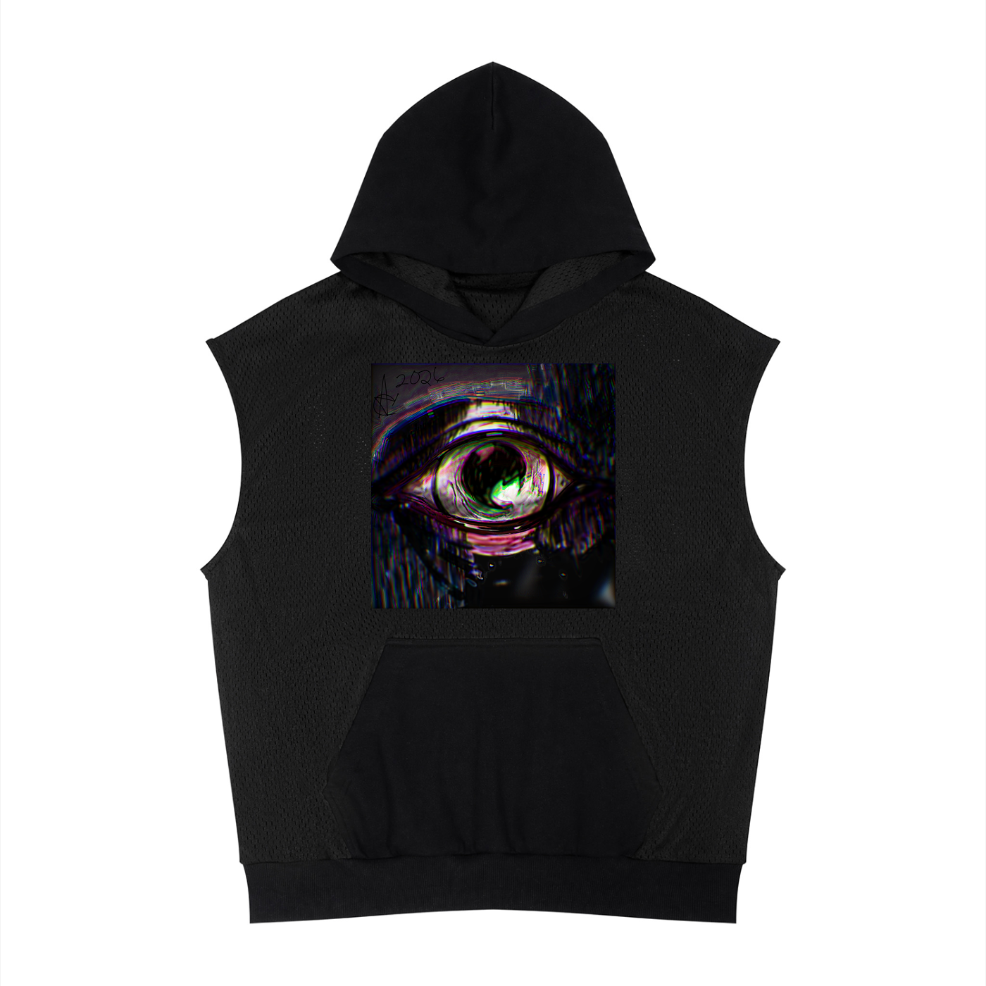 Unisex Panel Mesh Sleeveless Hoodie